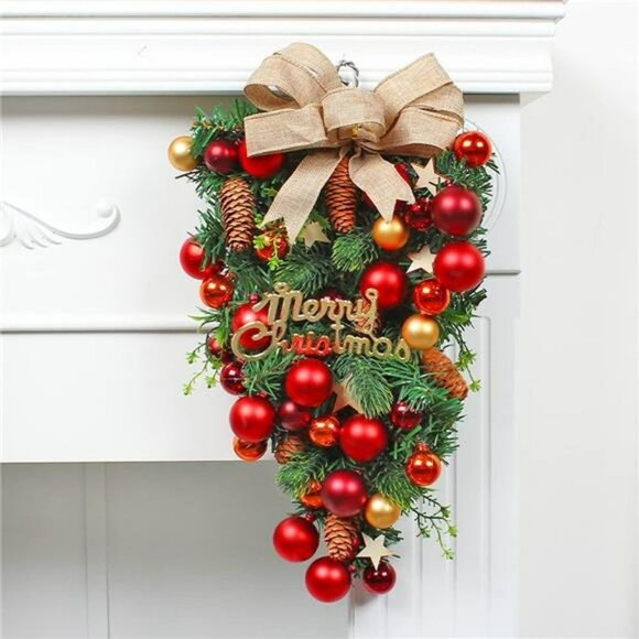 Christmas Wreath Winter Wreath for Front Door Xmas Party Favors Decoration - Picture 1 of 7